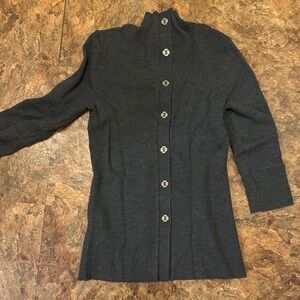 Maje Charcoal Ribbed Cardigan